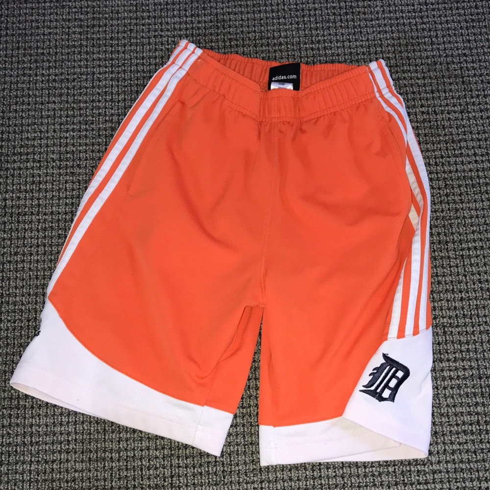 Detroit Tigers adidas Orange Kids Athletic Shorts with White Trim